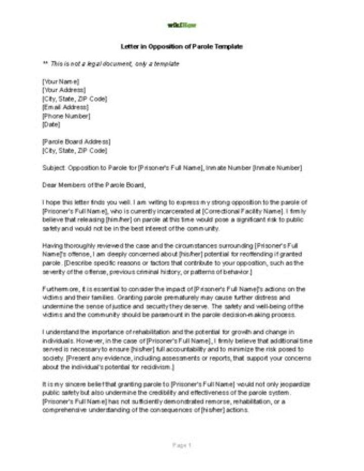 How do I write a letter against parole?