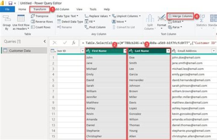 How do you merge two columns in Google Docs?