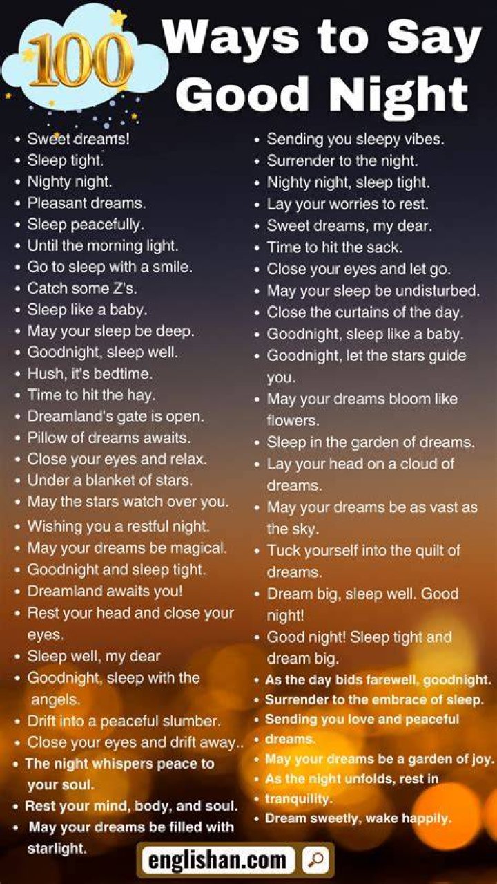 How do you say goodnight in a fancy way?