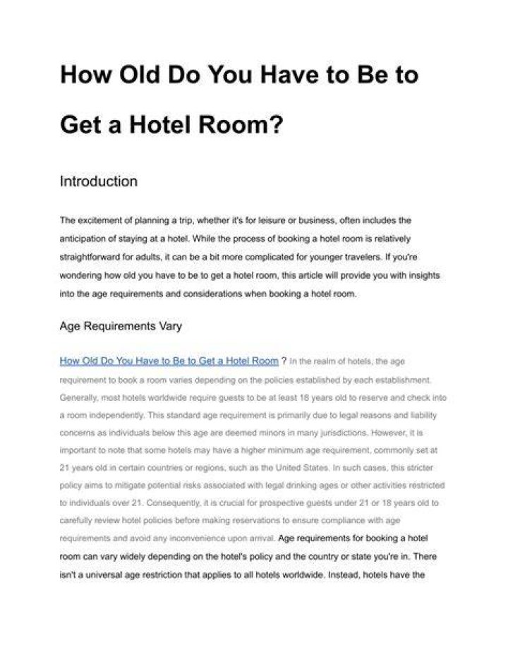 How old do you have to be to get a hotel room?