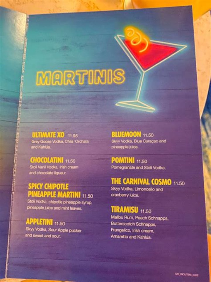 What drinks do you get for free on Carnival?