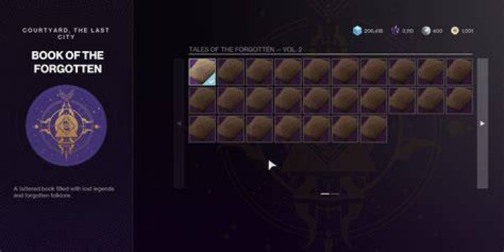 What happens when you complete Book of the forgotten Destiny 2?