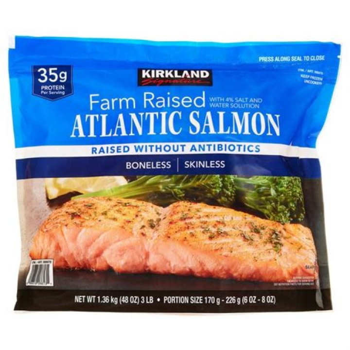 Where does Costco frozen Atlantic salmon come from?