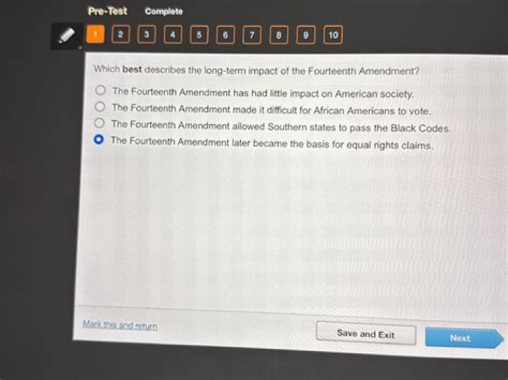 Which best describes the long term impact of the Fourteenth Amendment?