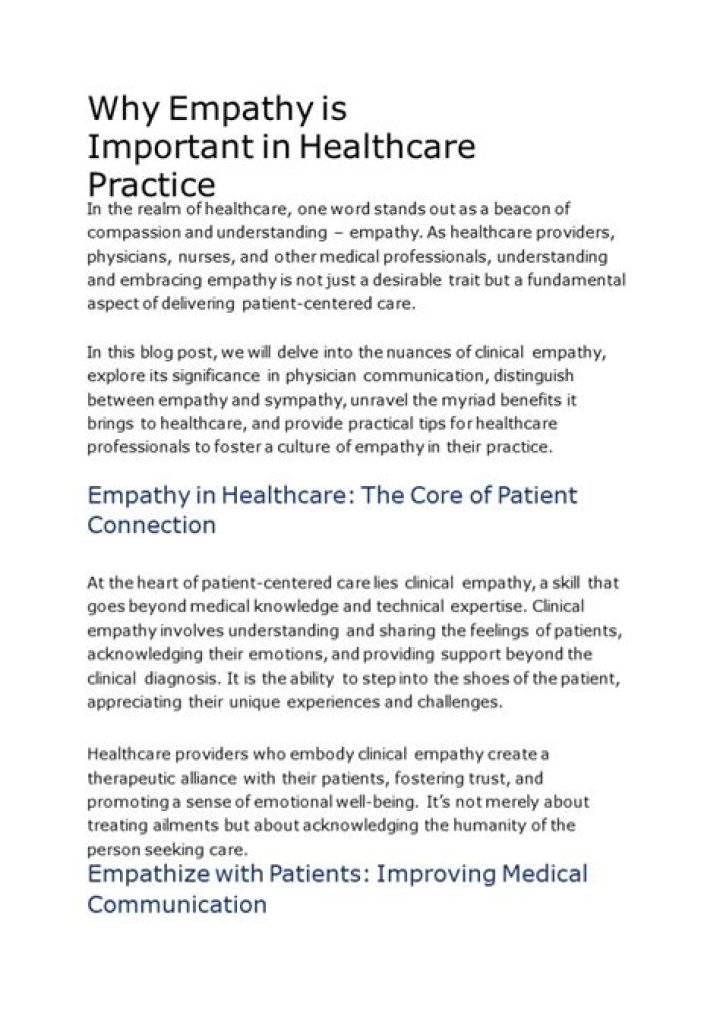 Why is empathy important in healthcare?